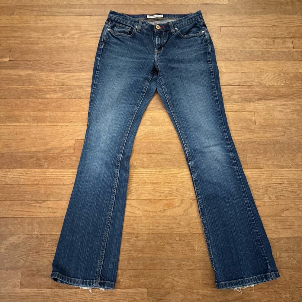 Tommy Hilfiger dark wash boot cut mid rise jeans pants size 10
 b42